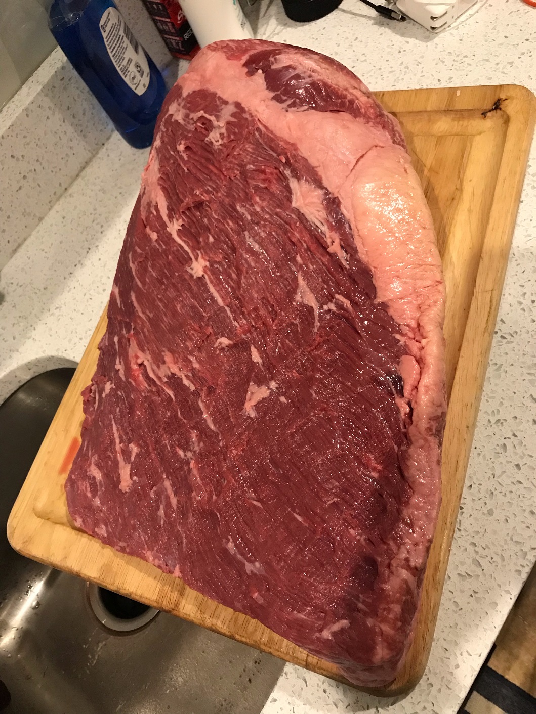 How the brisket should look after you trim the silver skin.