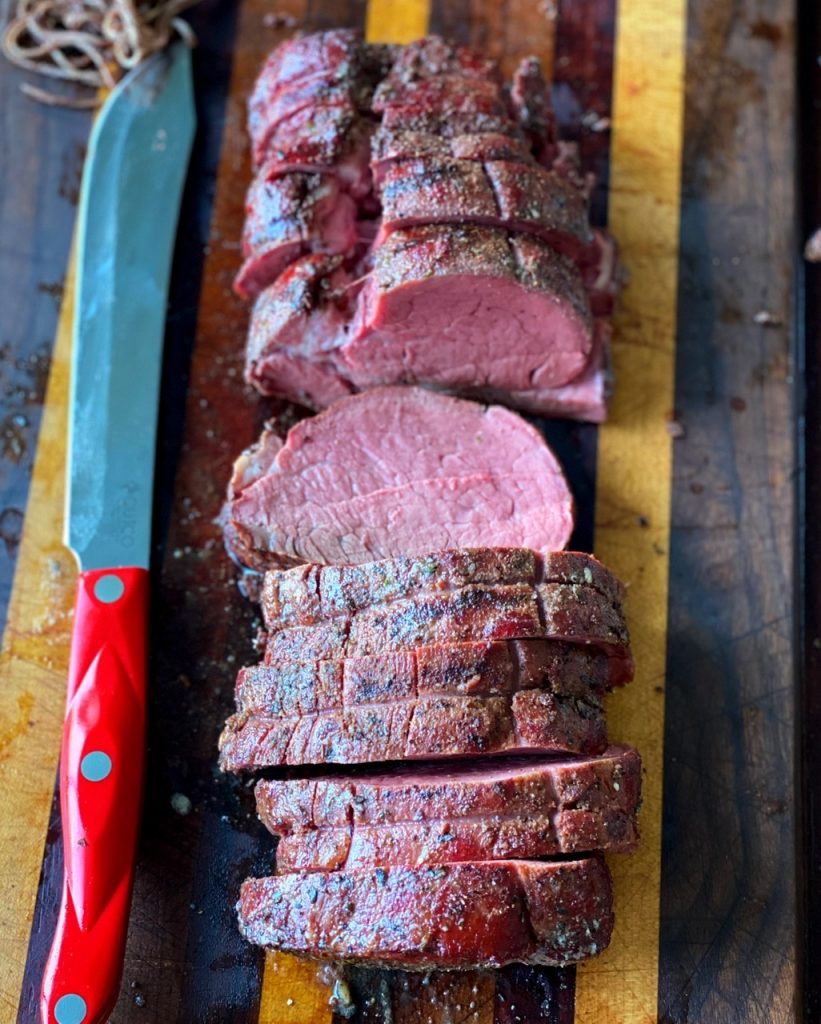 Smoked beef tenderloin cooked to perfection.