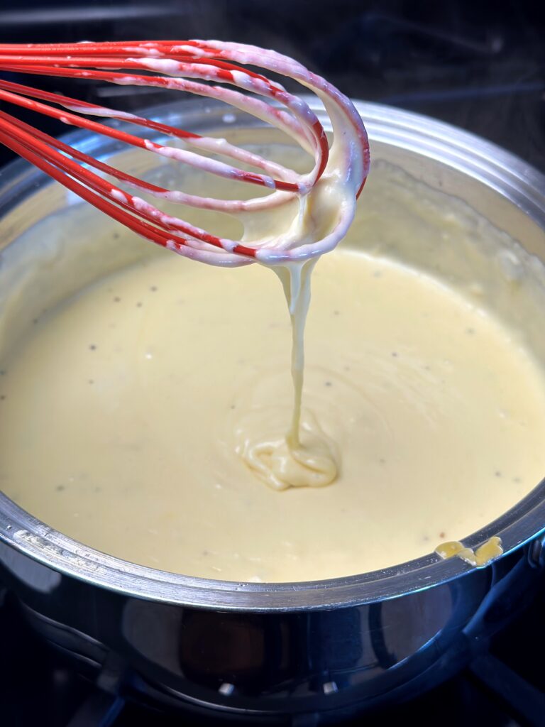 Making the cheese roux is easy. 